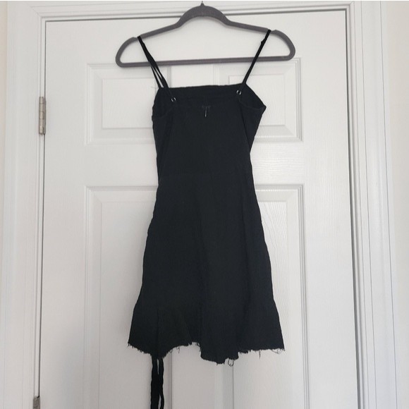 Princess Polly Dress Rosanna Wrap Mini Dress Black Cotton 4 - Picture 5 of 9